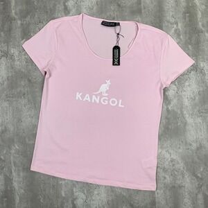 Kangol Top Womens Medium Pink Casual Kangaroo Short Sleeve Graphic Shirt NWT
